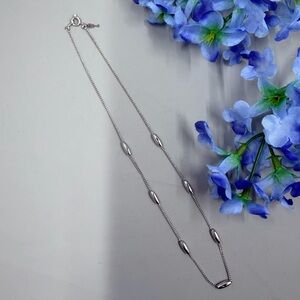 Trifari Signed Silver Plated Vintage Minimalistic Beaded Necklace